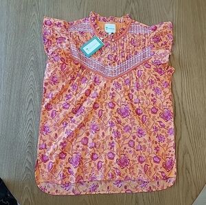NEW Islapayal Floral Pink and Orange Blouse